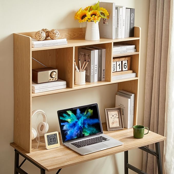 Nromant Desktop Bookshelf, Wooden Desk Storage Hutch by Nromant