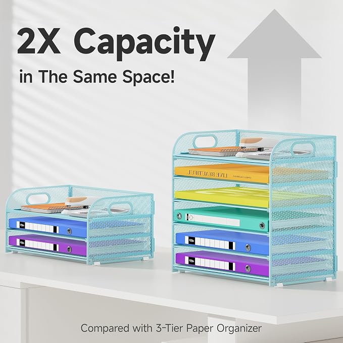 Cawukege 6 Tier Paper Organizer, Letter Tray - Image 3