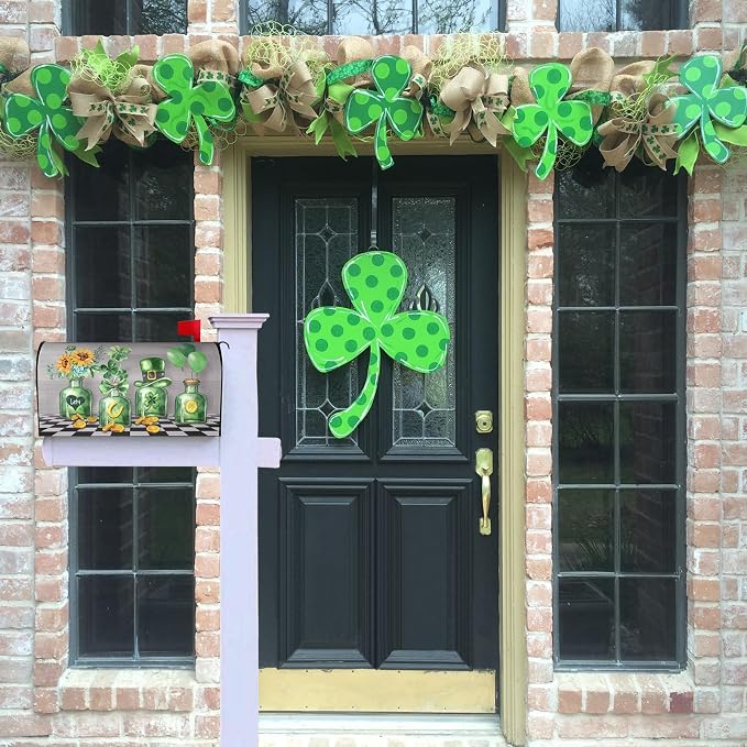 Irish St. Patrick's Day Shamrock Mailbox Cover, 21x18 in Sunflower Hat Balloon - Image 2