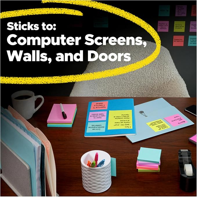 Post-it Super Sticky Notes, 5 Sticky Note Pads, 3 x 3 in., School Supplies and - Image 7