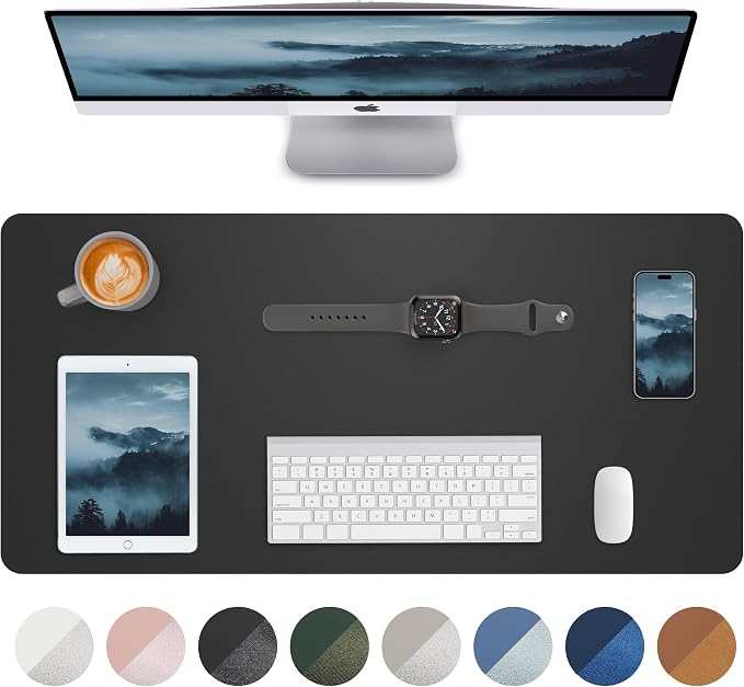 Leather Desk Pad Blotter, Mouse Pad, Office Desk Mat, Non-Slip PU Leather Desk by AFIING