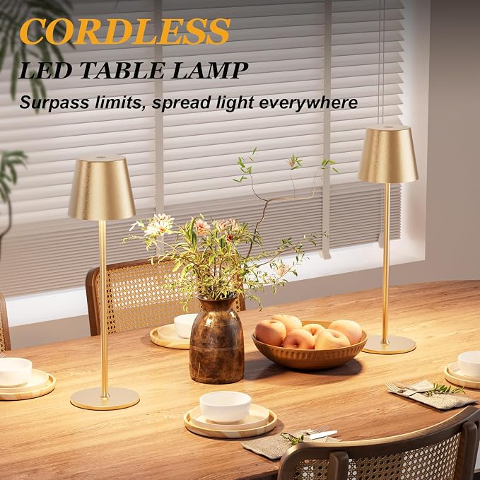 Kakanuo Cordless Table Lamp Rechargeable Gold - Image 5
