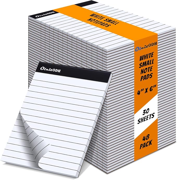 Oleitodh 4x6 Notepads – 48 Pack White Memo Pads Small Writing Pads by Oleitodh