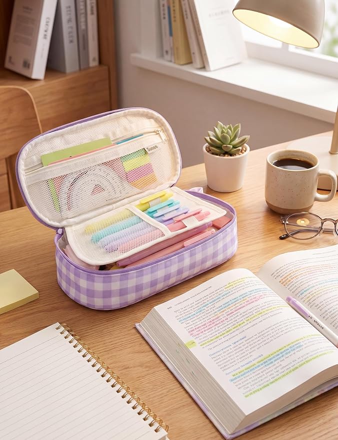 SUNEE Cute Pencil Case, Large Colored Pencil Pouch, Aesthetic Pen Bag - Image 9