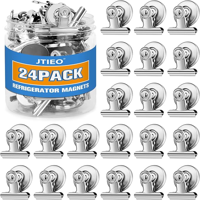 24 Pack Magnetic Clips Fridge Magnets Heavy Duty Magnet Clips by JTIEO