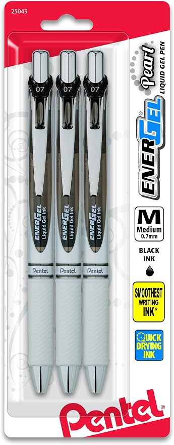 Pentel EnerGel Pearl Retractable Gel Pen, Metal Tip, Medium Point by PentelofAmerica