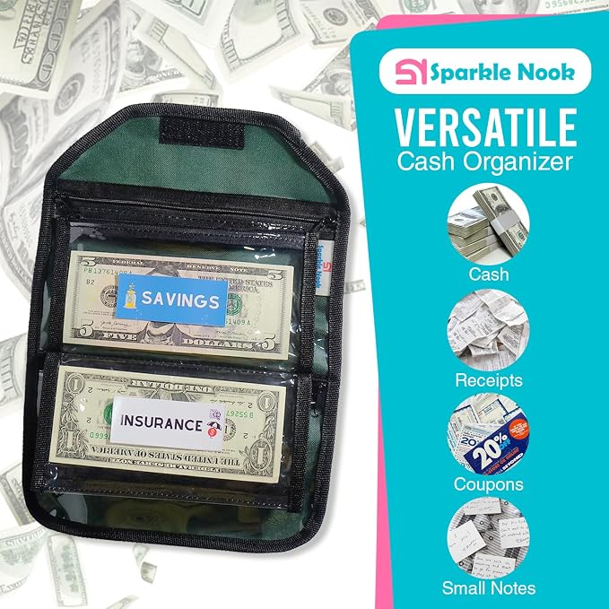 Money Organizer for Cash, Money Wallet Organizer for Cash, 6 Zippered Pocket - Image 4