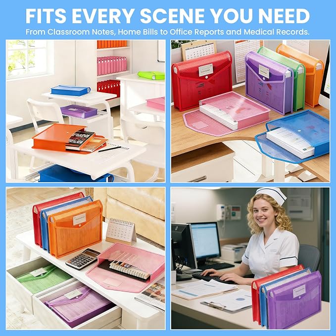 6Pcs Plastic Expanding File Folder, Transparent envelopes - Image 6