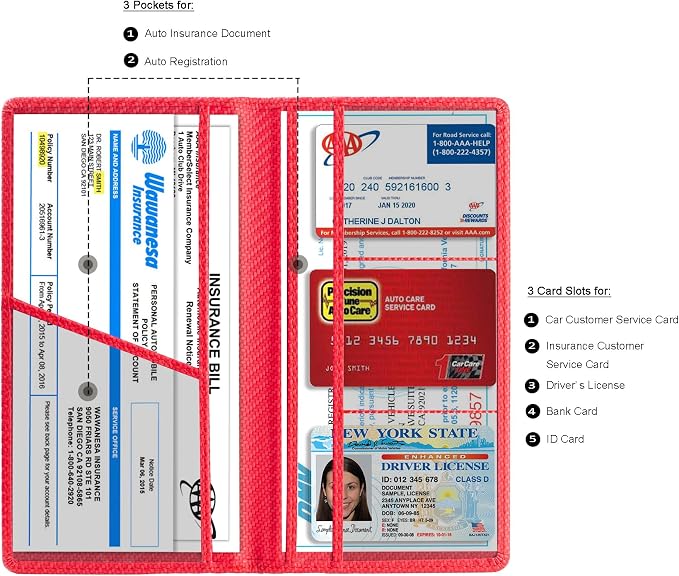TOURSUIT Car Registration and Insurance Card Holder, Vehicle License Document - Image 4