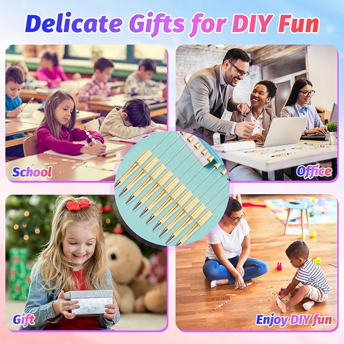 150 Pieces DIY Beadable Pen Kit – 50 Plastic Ballpoint Pens - Image 7
