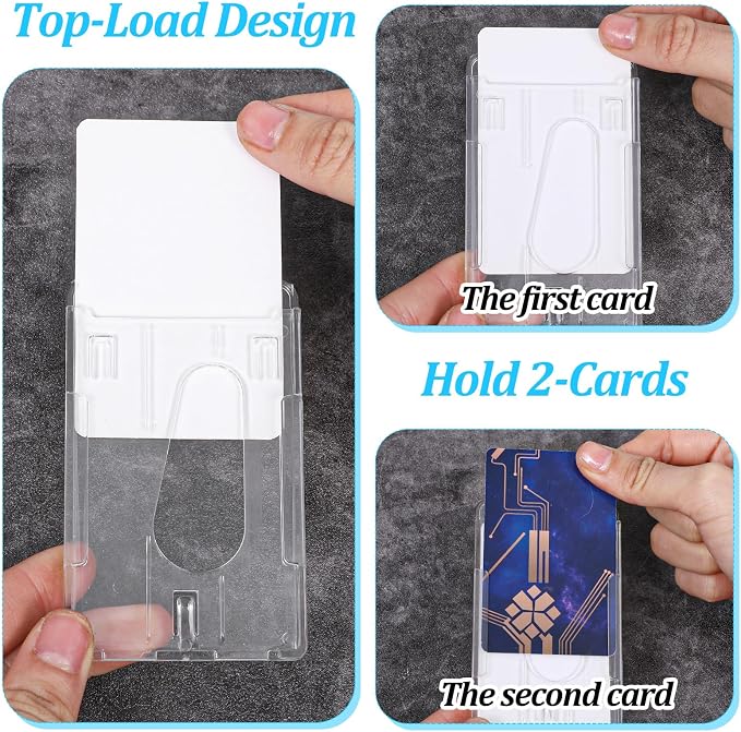 32 Pack Vertical 2-Card ID Badge Holde, Heavy Duty Plastic Badge Holders - Image 3