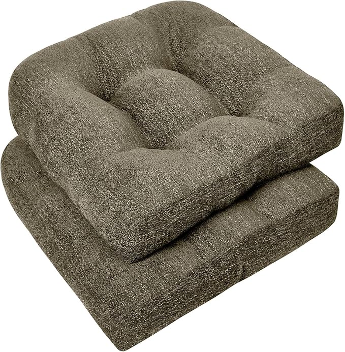downluxe Chair Cushions for Dining Chairs 2 Pack, Tufted Indoor Chair Pads by Downluxe