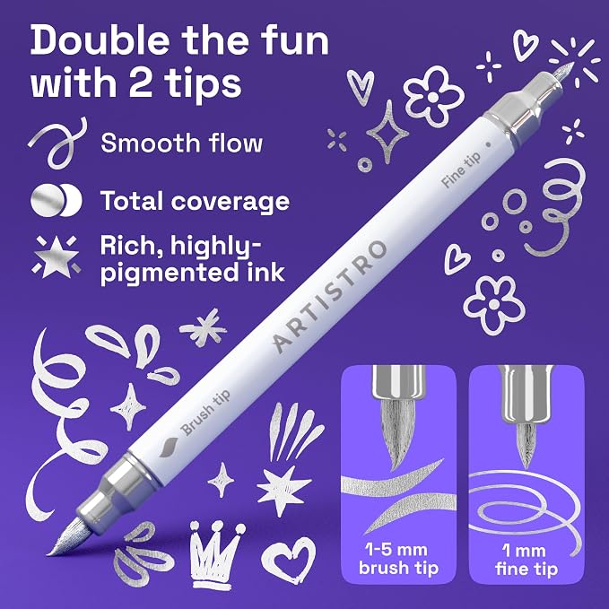 ARTISTRO 24 Silver Acrylic Paint Markers - Image 2