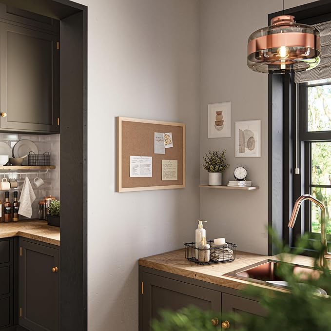 U Brands Cork Bulletin Board,18 x 24 Inches, Light Birch Wood Frame (265U00-01)-DeskLoop Office