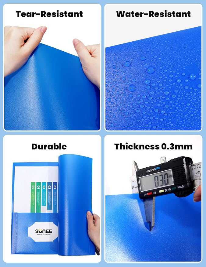 SUNEE 2 Pocket Folders Heavy-Duty Plastic Folders - Image 3