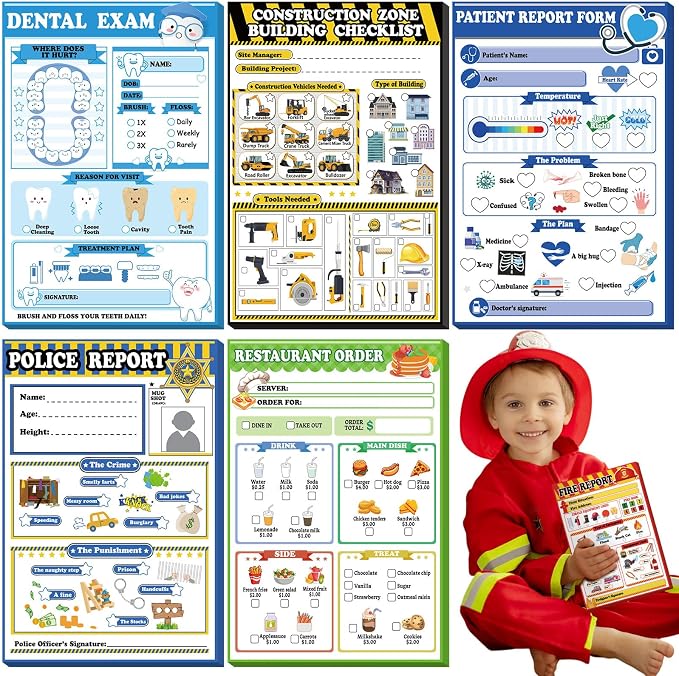 Eaasty Kids Pretend Play Notepads 4 x 6 Inch Pads by Eaasty