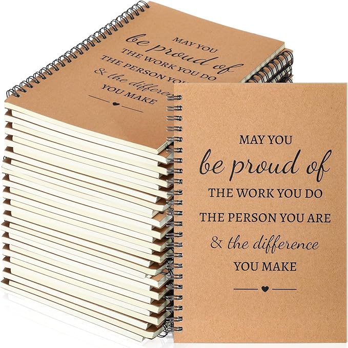 Colarr 60 Pcs A5 Inspirational Spiral Notebook Bulk Appreciation Gift 6x8 Inch Motivational Notepad 100 Page/50sheet Lined College Ruled Journal for Employee Coworker Teacher Nurse (Brown)-DeskLoop Office