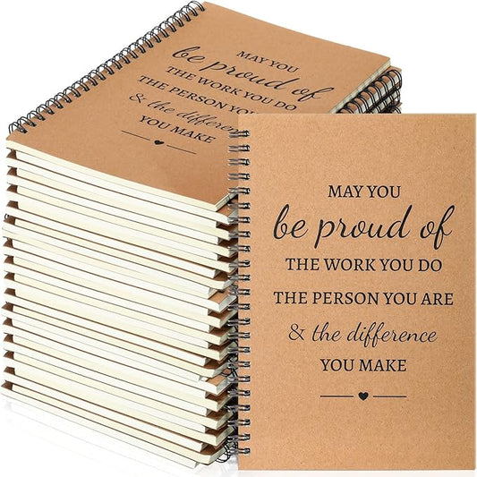 Colarr 60 Pcs A5 Inspirational Spiral Notebook Bulk Appreciation Gift 6x8 Inch Motivational Notepad 100 Page/50sheet Lined College Ruled Journal for Employee Coworker Teacher Nurse (Brown)-DeskLoop Office