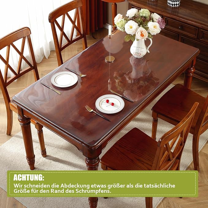 OstepDecor Clear Table Cover Protector 24 x 60 Inch, 1.5mm Thick Plastic Table - Image 4