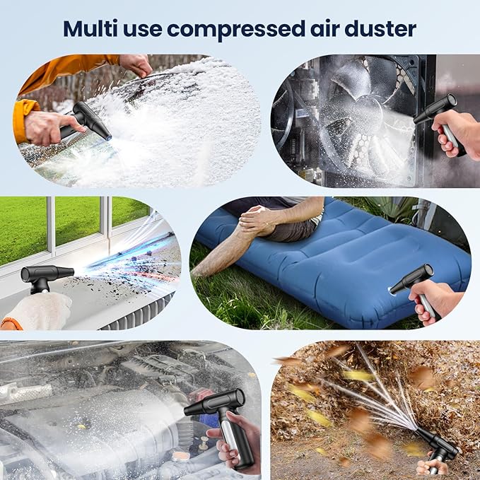 Electric Compressed Air Duster - 32,0000 RPM Rechargeable Cordless Air Blower for PC, Computer Keyboard Cleaning Kit - Mini Battery Powered Air Duster for Electronics, Car, Home - Replaces Air Cans-DeskLoop Office