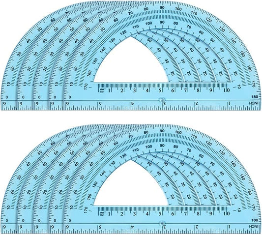 Hoiny 10 Pack Clear Protractor, 6 Inch Plastic Protractors, 180 Degrees by Hoiny