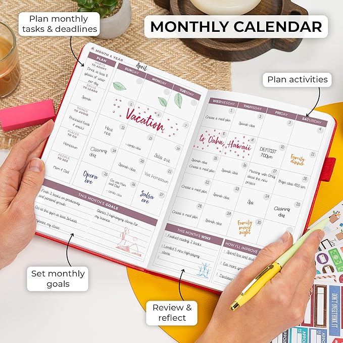Clever Fox Planner 2nd Edition – Colorful Weekly & Monthly Goal Planner, Time Management & Productivity Organizer, Undated, A5 (Red)-DeskLoop Office