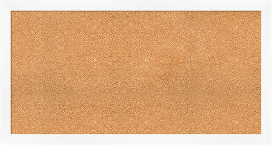 Amanti Art Natural Cork Board for Wall, 27x51 Vision Board with White Frame, Oversize Corkboard Office Decor for Home Organization, Modern Corkboard Pinboard to Display Items for Home Organization in-DeskLoop Office