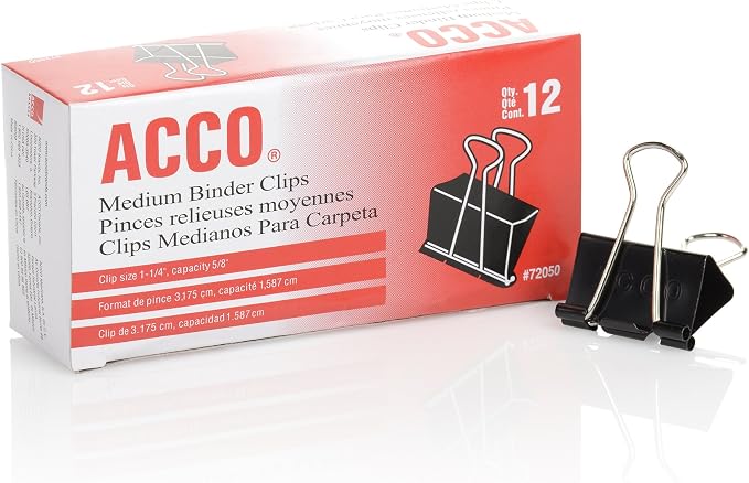 ACCO Binder Clips, 12 per Box, 2 Boxes - Image 3