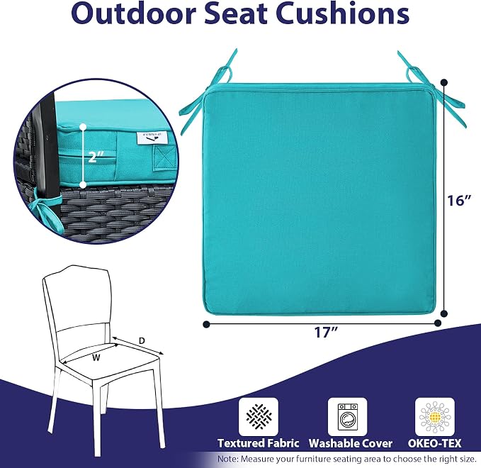 IPYNBAP Outdoor Chair Cushions Set of 4 -Waterproof Outdoor Seat Cushions - Image 6