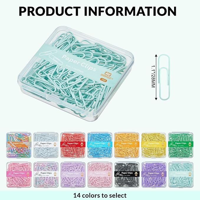 NEEWAY Small Paper Clips, 1.1 Inch Vinly Coated Colored Paperclips, 3 Pack of - Image 2