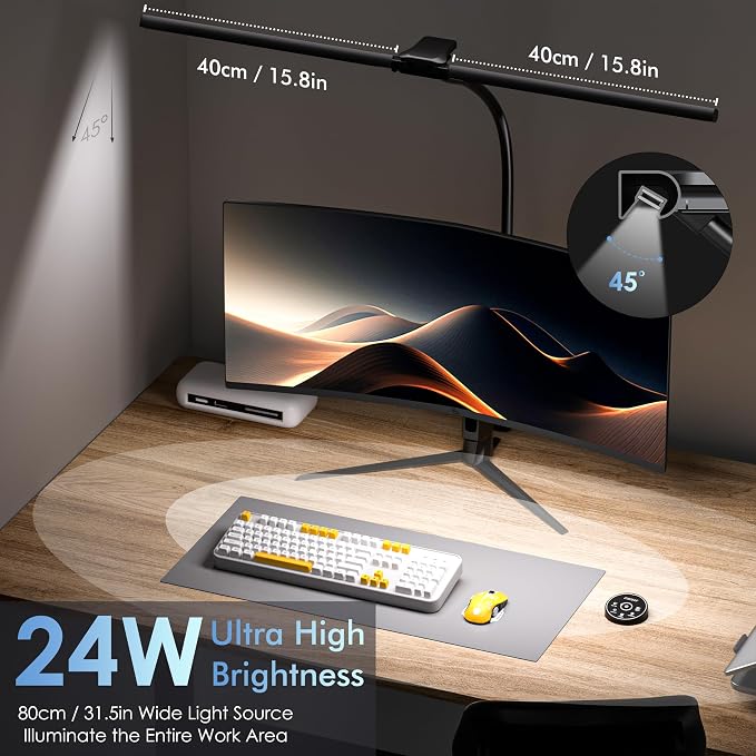 EYOCEAN Desk Lamp with Clamp, 31.5" LED Desk Lamp - Image 2