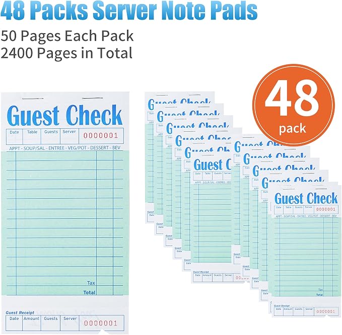 ZPARIK 48 Pack Green Guest Checks Books - Image 4