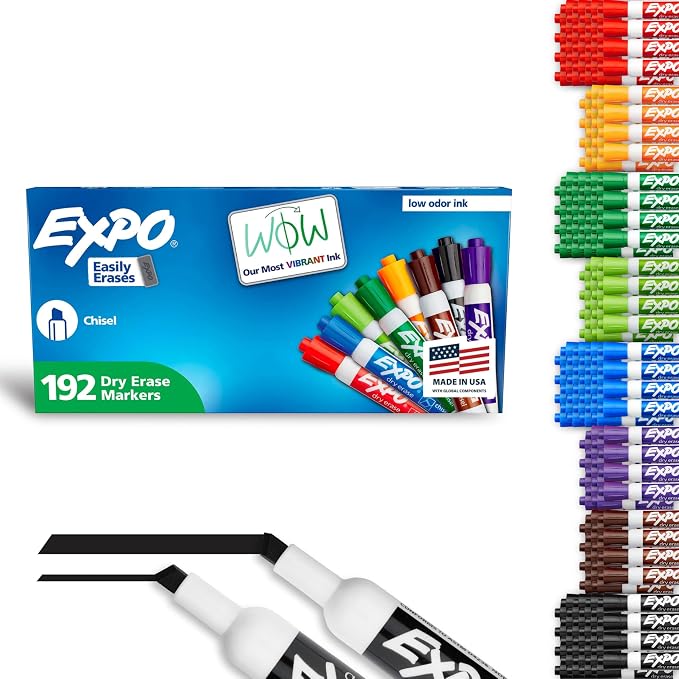 EXPO Dry Erase Markers, Low Odor Ink, Chisel Tip, Organization, Essential by Unknown