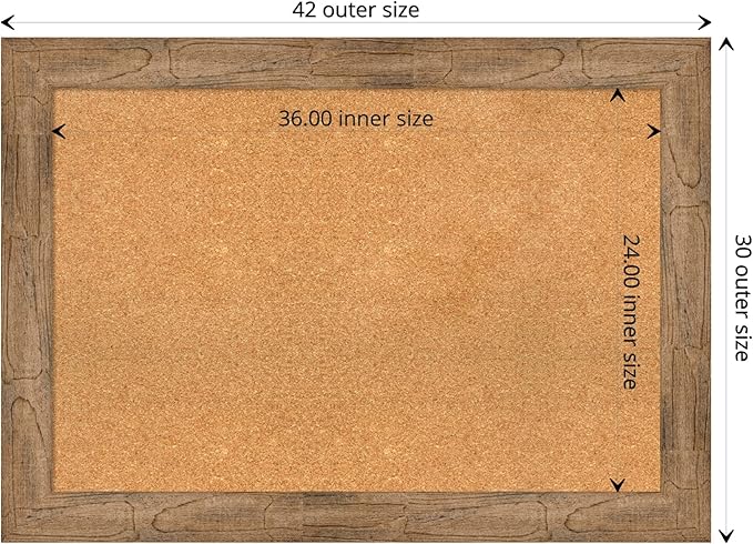 Amanti Art Natural Cork Board for Wall, 30x42 Vision Board with Brown Wood Frame, Large Corkboard Office Decor for Home Organization, Rustic Farmhouse Corkboard Pinboard to display items for home-DeskLoop Office