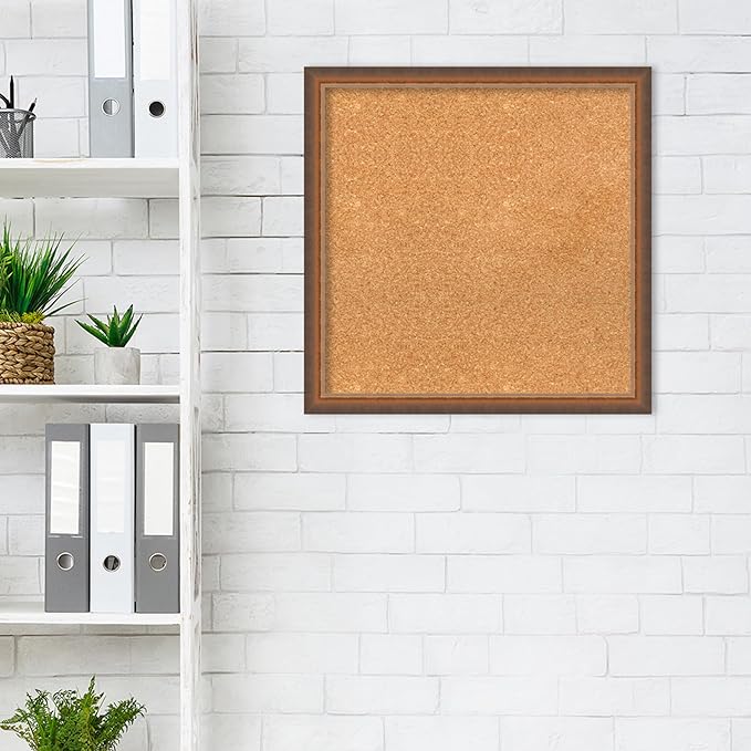 Amanti Art Natural Cork Board for Wall, 22x22 Vision Board with Bronze Frame, Medium Corkboard Office Decor for Home Organization, Modern Corkboard Pinboard to Display Items for Home Organization in-DeskLoop Office