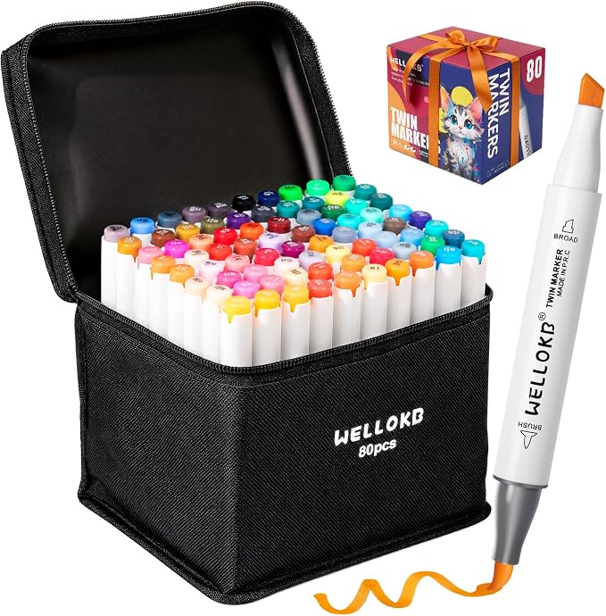 WELLOKB Alcohol Markers Brush and Chisel Tip by WELLOKB