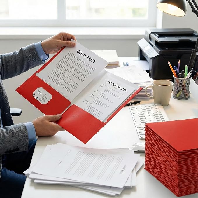 Zzrywuty File folders with Pockets, 25 Pack Paper Folders with Card Slot - Image 5
