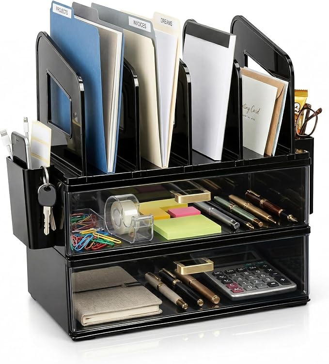 CiWiVOKi Desk Organizer with 4 File Slots and 2 Drawers, documents and office by CiWiVOKi