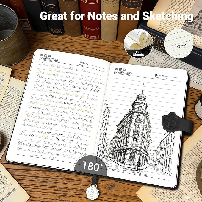 Aocii leather Journal for Women, A5 lined Daily Journal Notebook, Bullet - Image 4