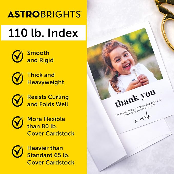 Premium Astrobrights White Cardstock, 8.5" x 11", 110 lb. Index, 94 Brightness - Image 3