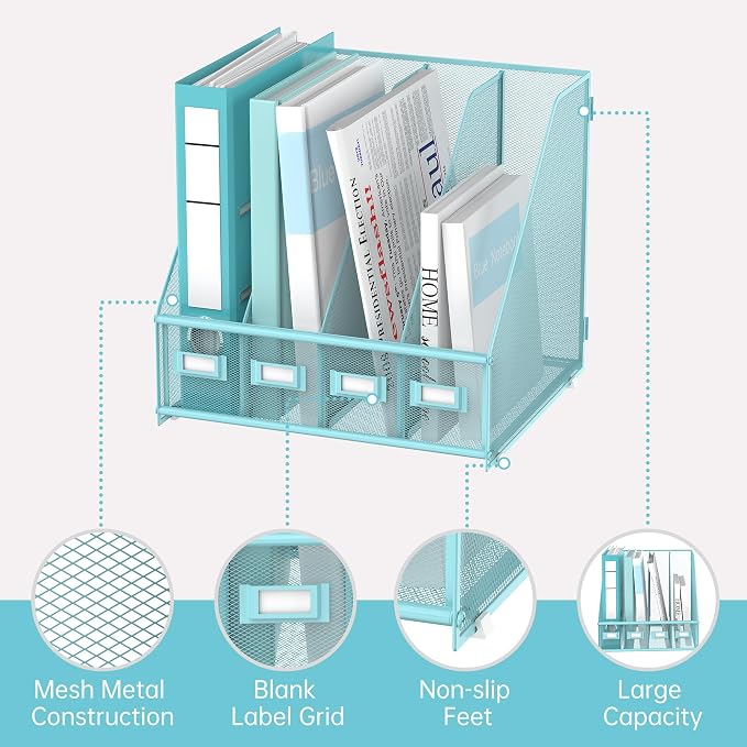 SUPEASY Magazine File Holder Desk Organizer, Metal Binder Holder - Image 4