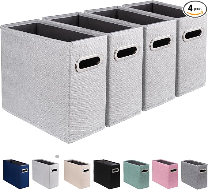 4 Pack Letter Size File Storage Box Collapsible, Fabric Hanging File Folders by ComfortKeeper