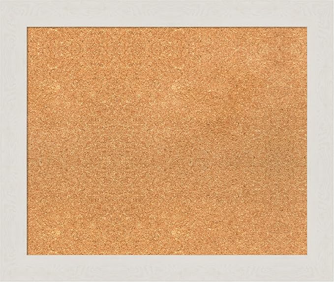 Amanti Art Natural Cork Board for Wall, 21x25 Vision Board with White Frame, Medium Corkboard Office Decor for Home Organization, Country Rustic Corkboard Pinboard to Display Items for Home-DeskLoop Office