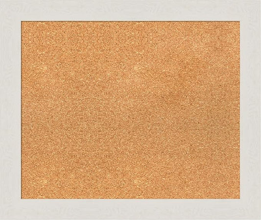 Amanti Art Natural Cork Board for Wall, 21x25 Vision Board with White Frame, Medium Corkboard Office Decor for Home Organization, Country Rustic Corkboard Pinboard to Display Items for Home-DeskLoop Office