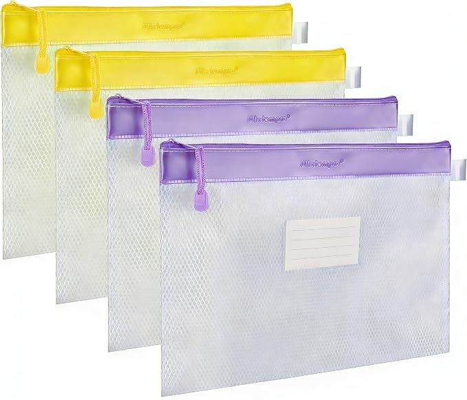 Wisdompro Zipper Pouch, 4 Packs Durable Letter Size Waterproof Mesh File Bag by Wisdompro