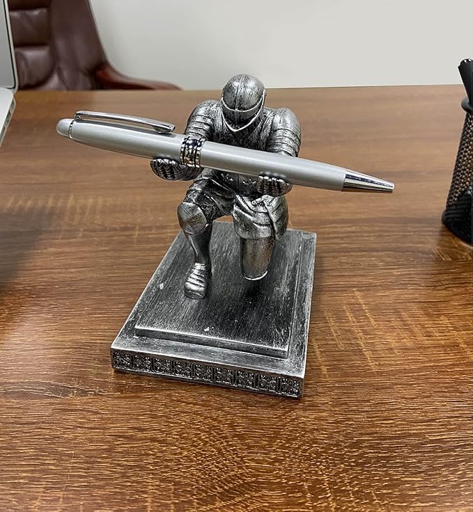 Executive Knight Pen Holder with a Pen Personalized Desk Accessories Decor Home Office Cool Pen Stand Iron-DeskLoop Office