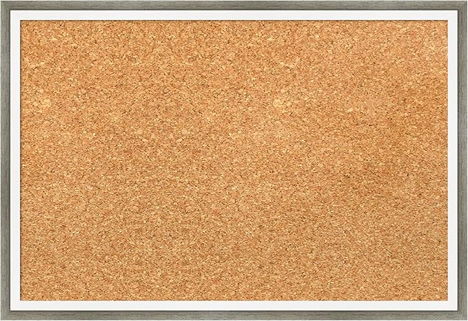 Amanti Art Natural Cork Board for Wall, 13x19 Vision Board with Silver Wood Frame, Small Corkboard Office Decor for Home Organization, Modern Corkboard Pinboard to Display Items for Home Organization-DeskLoop Office
