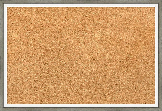 Amanti Art Natural Cork Board for Wall, 13x19 Vision Board with Silver Wood Frame, Small Corkboard Office Decor for Home Organization, Modern Corkboard Pinboard to Display Items for Home Organization-DeskLoop Office
