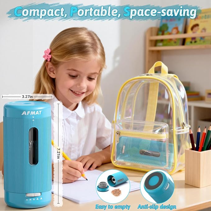 AFMAT Electric Pencil Sharpener, Auto in & Out, 5 Nibs, 7K+ Uses, Fully - Image 6