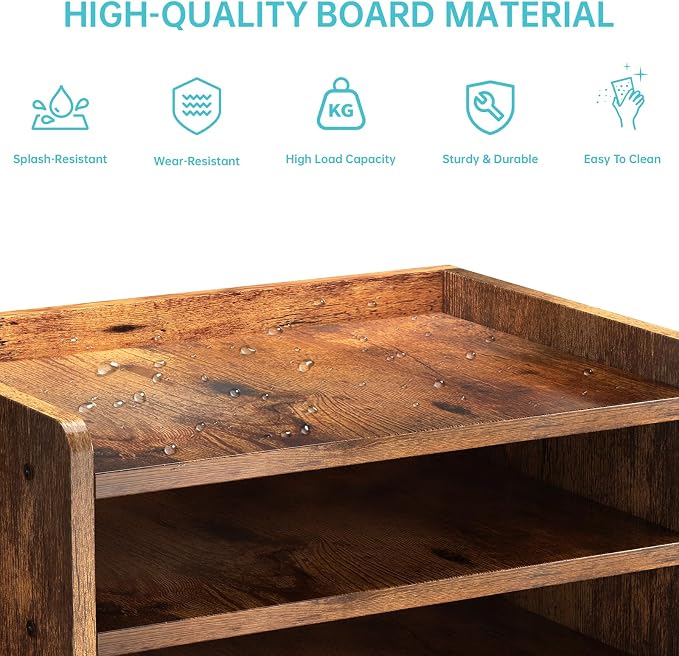 Wood Desk File Organizer with Side File Rack, Space-Efficient Design Easy to - Image 4